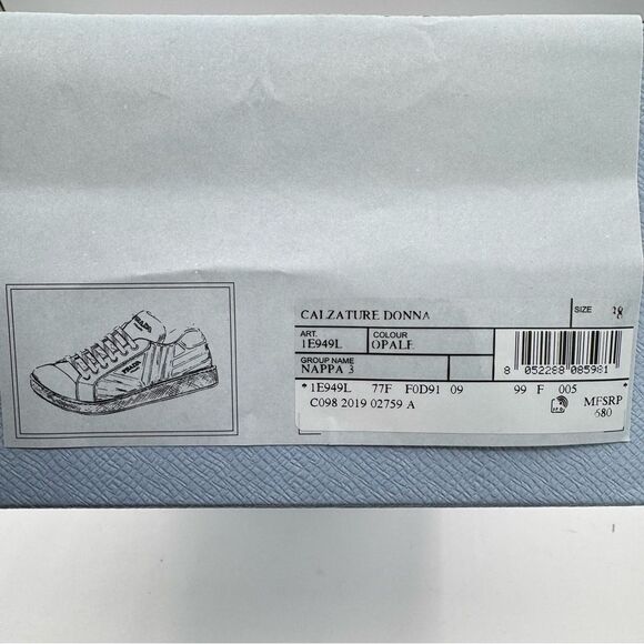 PRADA Leather Low Top Logo Sneakers Rosa Pink Size 8 - Picture 11 of 12